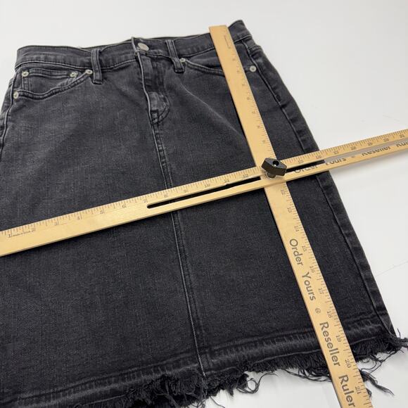 J.Crew Skirt Womens 26 Black Denim Raw‎ Hem Pencil Mini Cotton - Picture 8 of 8